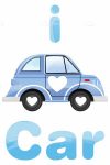 I Love Car Design with Blue Car and White Heart
